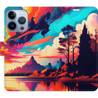 Pouzdro iSaprio Flip s kapsičkami na karty - Colorful Mountains 02 Apple iPhone 13 Pro