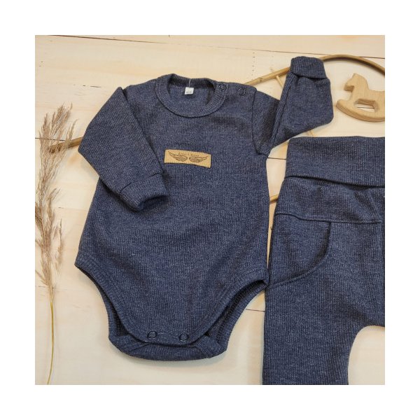 Kojenecké body Luxusní kojenecké řádkované body s dlouhým rukávem ZYZIO Z&Z Jeansově modré
