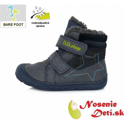 D.D.Step chlapecké zimní barefoot boty W073-688A modré s hvězdou – Zboží Mobilmania