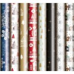 Vánoční balící dárkový papír v roli, 70 cm x 10 m - mix vzorů – Zboží Mobilmania