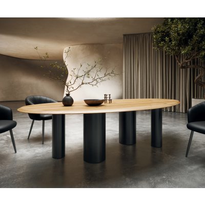 DELIFE Edge oválný 280 x 130 x 2,5 dub přírodní Cono kov stříbrná Flow-Edge – Zboží Dáma
