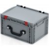 Úložný box TBA Plastová Euro přepravka 400x300x220 mm s víkem 1 madlo na dlouhé straně