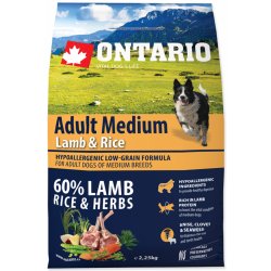 Ontario Adult Medium Lamb & Rice 2 x 2,25 kg