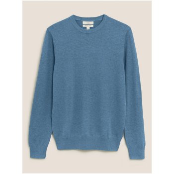 Marks & Spencer svetr z čisté bavlny ke krku regular modrá