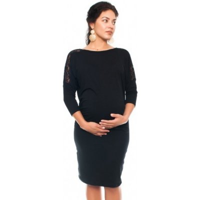 Be MaaMaa elegantní těhotenské šaty s krajkou černé