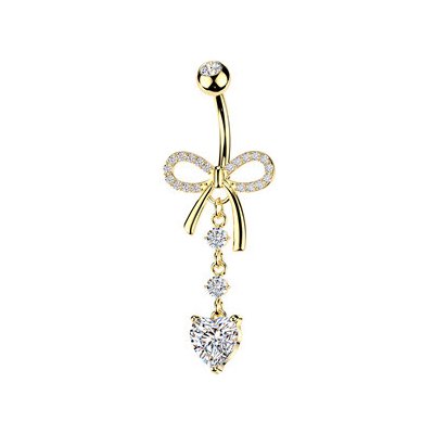 Šperky4U Zlacený piercing do pupíku mašlička WP0124-GD – Sleviste.cz