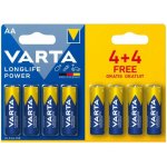 baterie tužková AA LR6 (4+4ks) alkalická Longlife Power VARTA – Zboží Živě