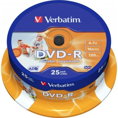 Verbatim DVD-R 4,7GB 16x, spindle, 25ks (43538) – Hledejceny.cz