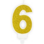 PartyDeco Svíčka na dort zlatá číslo 6 – Sleviste.cz