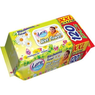 Lara vlhčené ubrousky Chamomile 120 ks klip XXL – Sleviste.cz