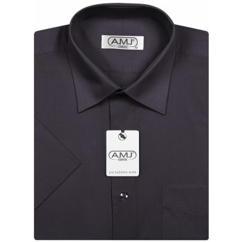 AMJ pánská košile jednobarevná krátký rukáv JK019 tmavě šedá