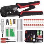 SADA SÍŤOVÝCH NÁSTROJŮ TESTER KABELŮ LISOVACÍ KLEŠTĚ RJ45 KONEKTORY RJ45 ODSTRAŇOVAČ IZOLACE – Zboží Dáma