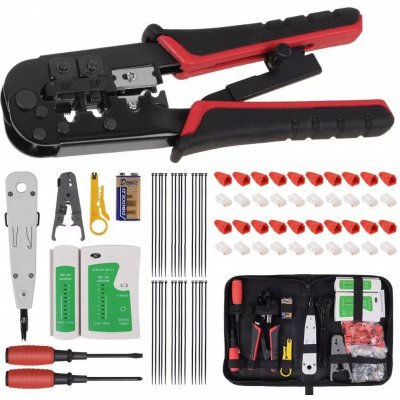 SADA SÍŤOVÝCH NÁSTROJŮ TESTER KABELŮ LISOVACÍ KLEŠTĚ RJ45 KONEKTORY RJ45 ODSTRAŇOVAČ IZOLACE – Zboží Dáma