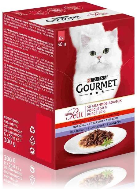 Gourmet mon Petit pro kočky Maso MIX 6 x 50 g