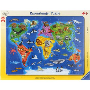 Ravensburger Mapa světa se zvířaty 30 dílků