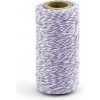 Šňůra a provázek Barevný provázek z bavlny - fialový / bílý - 50 m