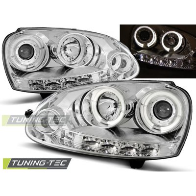 Tuning-Tec Přední čirá světla Volkswagen Golf V (2003 - 2009) - chromované - Angel Eyes – Hledejceny.cz