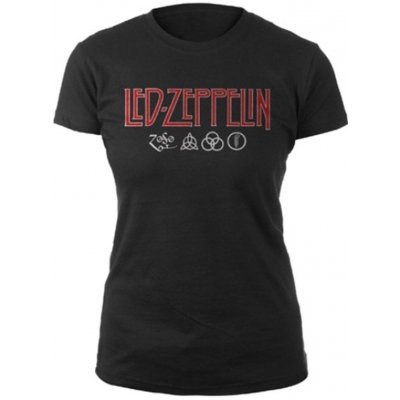 Led Zeppelin Tričko Logo & Symbols Dámské Black – Zboží Mobilmania