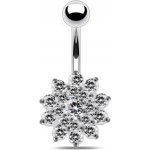 Šperky4U stříbrný piercing do pupíku kytička BP01099-CC – Zboží Mobilmania