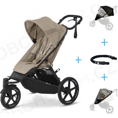 Cybex Set 4v1 Avi Spin Almond Beige 2024 + pláštěnka Thule + ochranná síť + madlo – Sleviste.cz