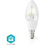 NEDIS Wi-Fi chytrá LED žárovka s vláknem/ E14/ svíčka/ 5W/ 230V/ 400lm/ 2700K/ teplá bílá/ stmívatelná/ čirá – Zboží Živě