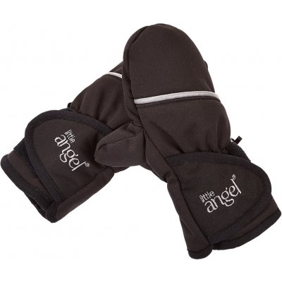 Little Angel Rukavice s palcem softshell STRETCH Outlast černá-výšivka šedá – Zboží Dáma