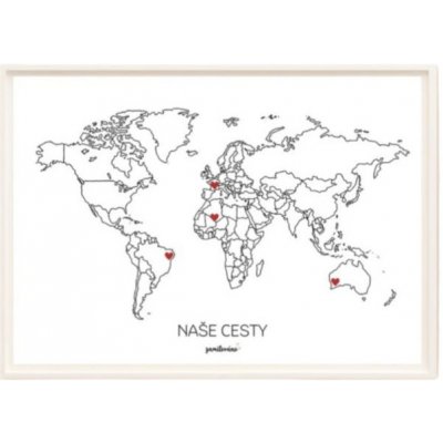 Vzpomínková mapa Naše cesty – Svět, A3 + rám – Hledejceny.cz