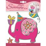 Samolepka na zeď slon plastický se stříbrnou konturou a kamínky, 24x18 cm – Zboží Dáma