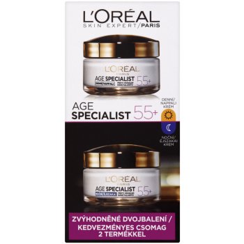 L'Oréal Paris Age Specialist 55+ denní a noční krém proti vráskám 2 x 50 ml dárková sada