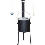 Kessel kotlík na guláš nerez 22 l 0,8 mm INOX kovová kotlina s vysokými nožičkami 42 cm poklice nerez 46 cm INOX naběračka 350 ml a vařečka 50 cm – Sleviste.cz