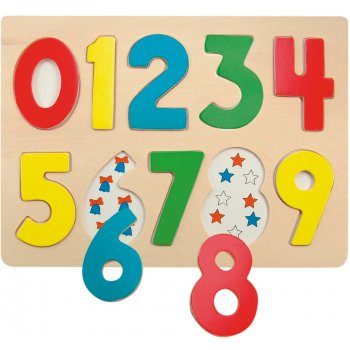 Woody Puzzle na desce Číslice s beruškami