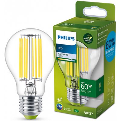 Philips 8719514343801 LED žárovka E27 4W/60W 840lm 4000K A60 filament A-class