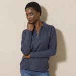 Pulovr s límečkem a výstřihem na zip z recyklovaného polyesteru nám. modrá – Hledejceny.cz