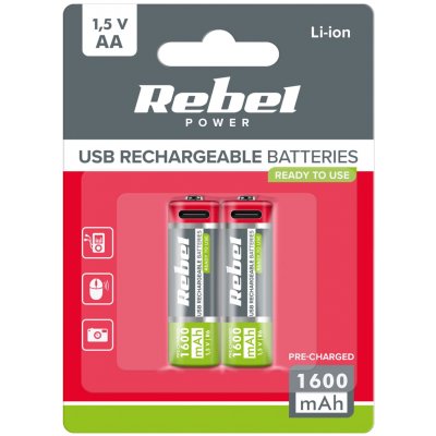 Rebel BAT2014 AA 1600 mAh Li-ion 1,5 V 2 ks USB-C – Zboží Živě