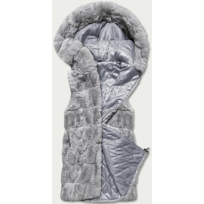 Kožešinová vesta s kapucí BR8060-9 šedá – Zboží Mobilmania