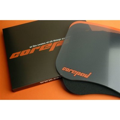 Corepad Glass MousePad, skleněná podložka pod myš, černo-oranžová