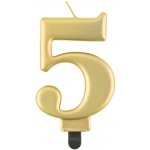 GoDan Narozeninová svíčka na dort 5 metalická zlatá 8 cm – Sleviste.cz