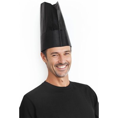 2P Servis Čepice kuchařská vysoká 25 cm černá 100% celulóza – Zboží Dáma