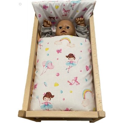 SDS Peřinky do postýlky pro panenky Baletky na bílém 1x 38x44 cm / 28x20 cm – Zboží Dáma