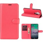 Litchi PU kožené peněženkové na mobil Nokia 3.4 - červené – Zboží Živě