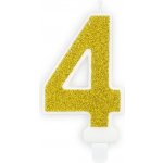 PartyDeco Narozeninová svíčka 4 zlatá 7cm – Zboží Dáma