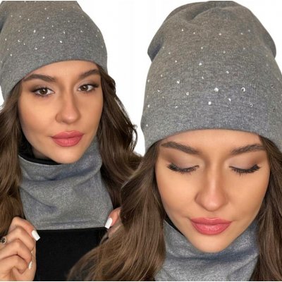 Fashionweek Dámský set čepice a šály čepice beanie trubkový šátek S2262 šedý – Hledejceny.cz