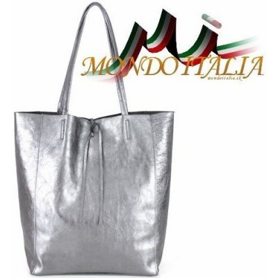 Made In Italy kožená kabelka 396 stříbrná – Zboží Mobilmania
