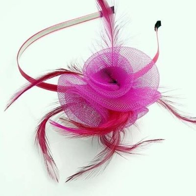 Stylová fascinátor společenská čelenka – elegantní vlasový doplněk - růžová – Hledejceny.cz