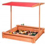 New baby dřevěné pískoviště se stříškou 120x120 cm červené – Zboží Dáma
