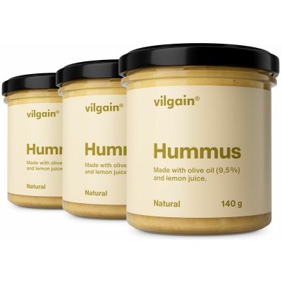 Vilgain Humus – 3× natural 140 g – Sleviste.cz