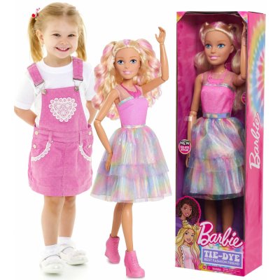 Barbie Velká blonďatá 70 cm v módní barevné kravatové kreaci pohyblivé ruce a hlava – Zbozi.Blesk.cz