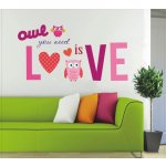 IMPOL TRADE SLK-9331 Samolepky na zeď - sovy se srdíčky , rozměr 50 x 32 cm, – Hledejceny.cz