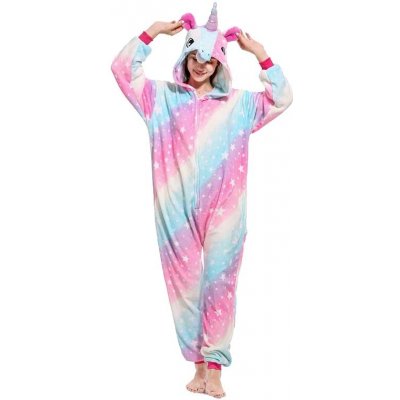 Plyšový overal Kigurumi - vzor jednorožec - velikost M - 160cm