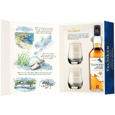 Talisker 10y Saveurs d´Ecosse 45,8% 0,7 l (dárkové balení 2 sklenice) – Hledejceny.cz